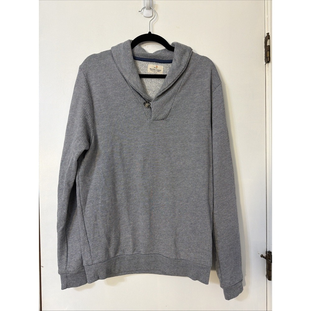 Marine Layer Shawl Collar Sweater Men's Long Sleeve Pullover Solid Gray Sz M